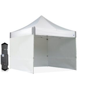 White pop-up canopy with walls and bag.