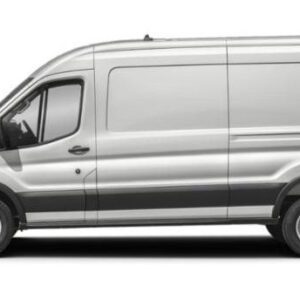 A van is shown in profile with its door open.